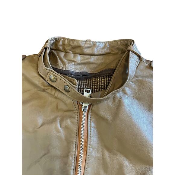 Vtg Van Cort Leather Bomber Jacket USA Made Light Brown Sz L 80s Stranger Things - Picture 3 of 16